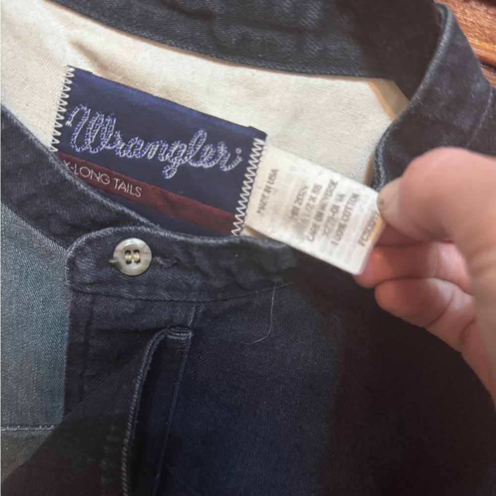 Wrangler Brushpopper Striped Color Block Mens Button Down size 16 1/2 x 35 - Picture 5 of 5